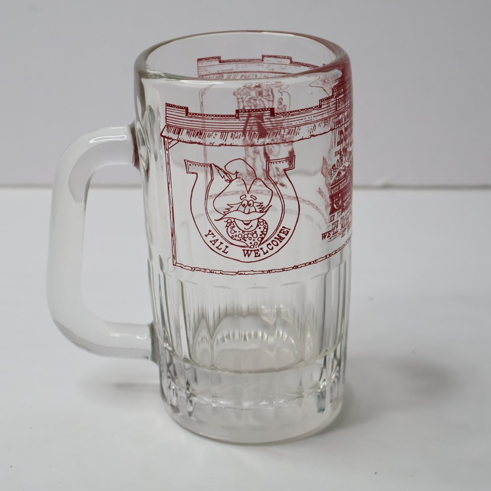 Vintage Revelstoke BC Frontier Motel Beer Mug‎ Glass Red Graphic Libbey L Logo